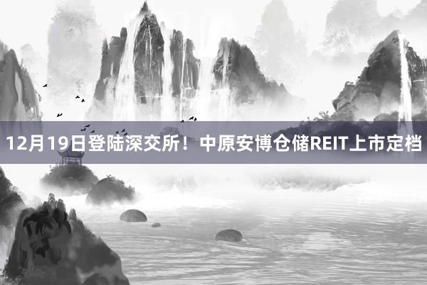 12月19日登陆深交所!中原安博仓储REIT上市定档